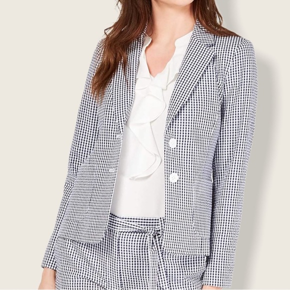Nine West Navy Gingham Blazer - Picture 1 of 6